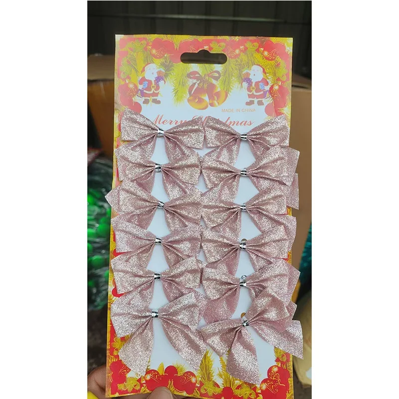 New Year Ornament Bright Gold Christmas Tree Decoration Decorative Bows Bright Red Holiday Bow Set For Home Decorations Holiday