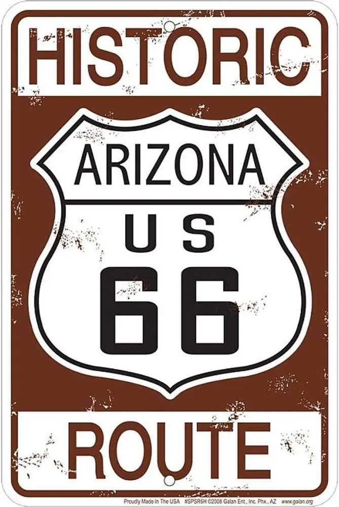 Signs 4 Fun Decorative Parking Sign | 66 Historic Arizona  Embossed Aluminum Made in the USA SPSR6H-aluminum