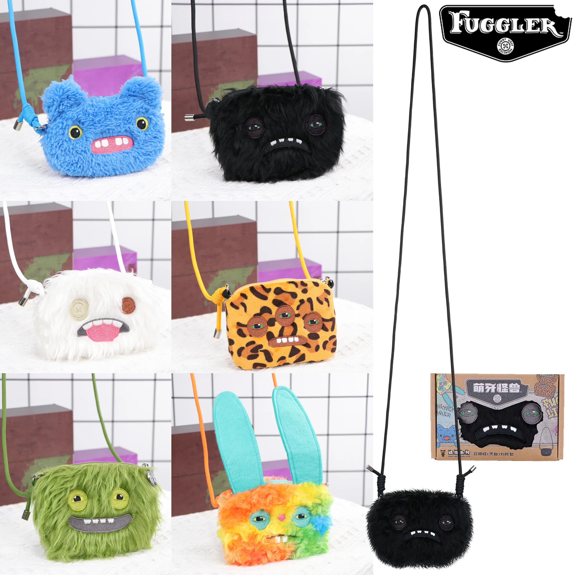 Original Fuggler Ugly Monster Plush Toys WIDE EYED WEIRDO Plush Crossbody Bag SCREECH Adjustable Lanyard Mini Bag For Fans Gifts