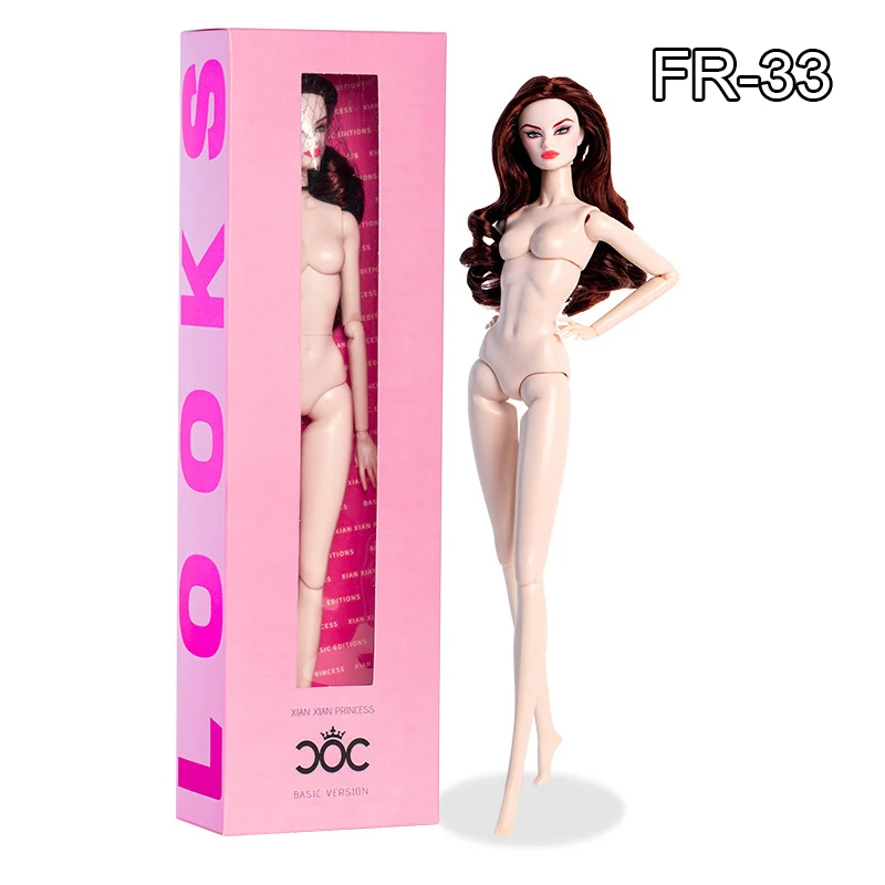 32cm Supermodel Modepop FR43 FR44 Molly Meisje Bruin Haar Bruine Huid 12 Beweegbare Gewrichten Poppenhuis DIY Verkleed Speelgoed Verzamelaar