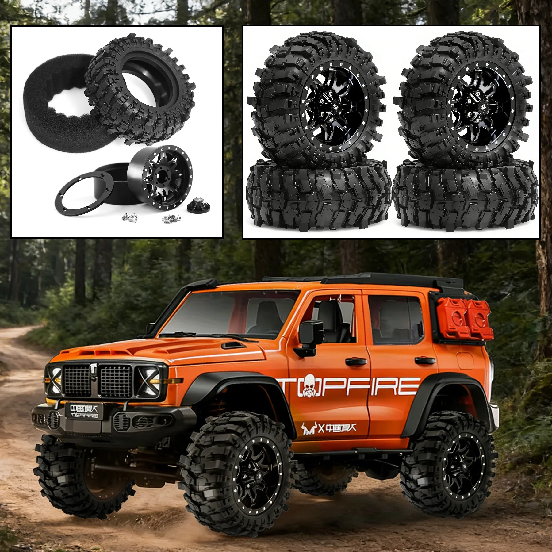 4 szt. opon 85 mm z metalowymi felgami do samochodów RC Crawler 1/10 TRX4 TRX6 SCX10 SCX10 II 90046 SCX10 III AXI03007 Gen7/8 D90 VS4-10