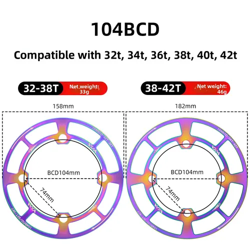 Imagen 2 del producto Placa protectora para rueda dentada de bicicleta de montaña, 104bcd, rueda dentada positiva y negativa, cubierta protectora para rueda dentada individual de marcha única 32T-42T