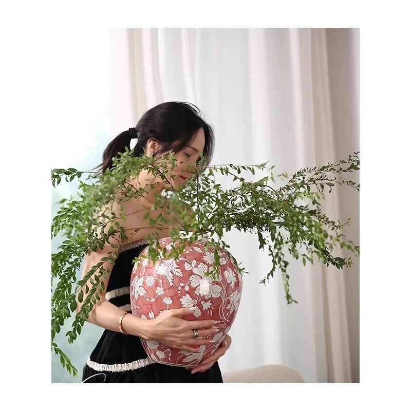 แจกันเซรามิกสำหรับตกแต่งบ้าน สไตล์โมเดิร์นเรียบง่าย กระถางดอกไม้ งานศิลปะทำมือ ของตกแต่งห้องนั่งเล่น ห้องนอน ของประดับตกแต่งกลางโต๊ะ