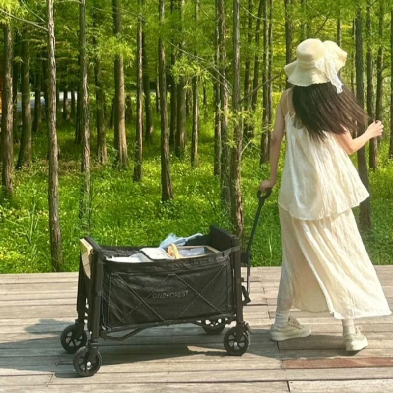 

Fashion Sunshade Camping Trolley Leisure Folding Convenient Windproof Small Trolley Storage Multi Functional Outdoor Tools
