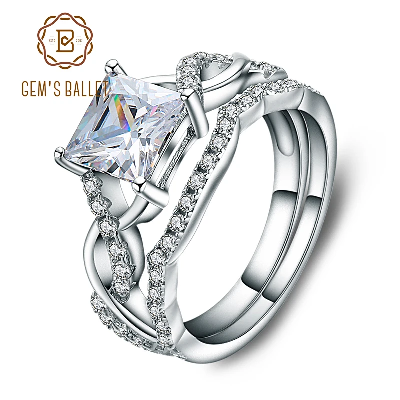 

GEM'S BALLET Simulant Diamond Wedding Band Ring 925 Sterling Silver Infinity PromiseEngagement Ring Bridal Sets For Women