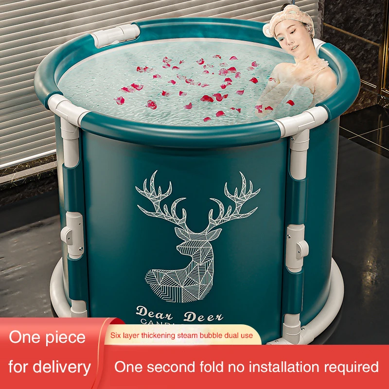 

Folding Bath Bucket Adult Whole Body Large Bathtub Thicken Shower Barrel Portable Inflatable Available Foldable Tub Spa Bathtub