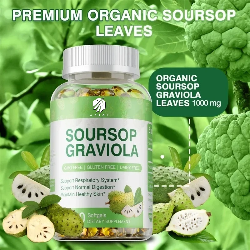 

Soursop Graviola Supplement - Supports Cell Regeneration, Immune, Digestive Function, Antioxidants, and Boosts Energy Levels