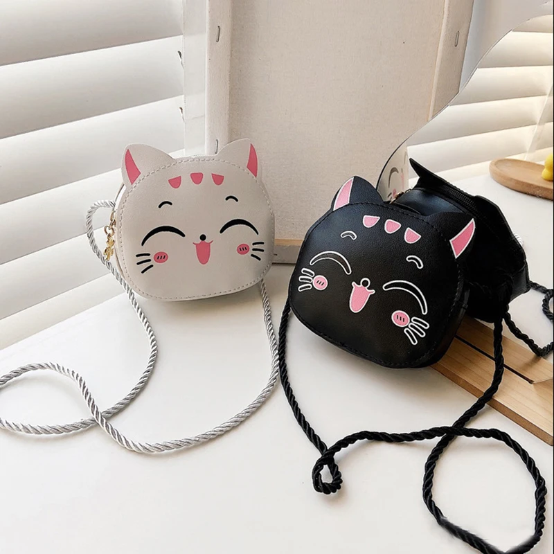 Creative Boy Girl Mini Zipper Shoulder Crossbody Bag Fashion Little Cat portamonete e borsette bambini Cute Messenger Bag