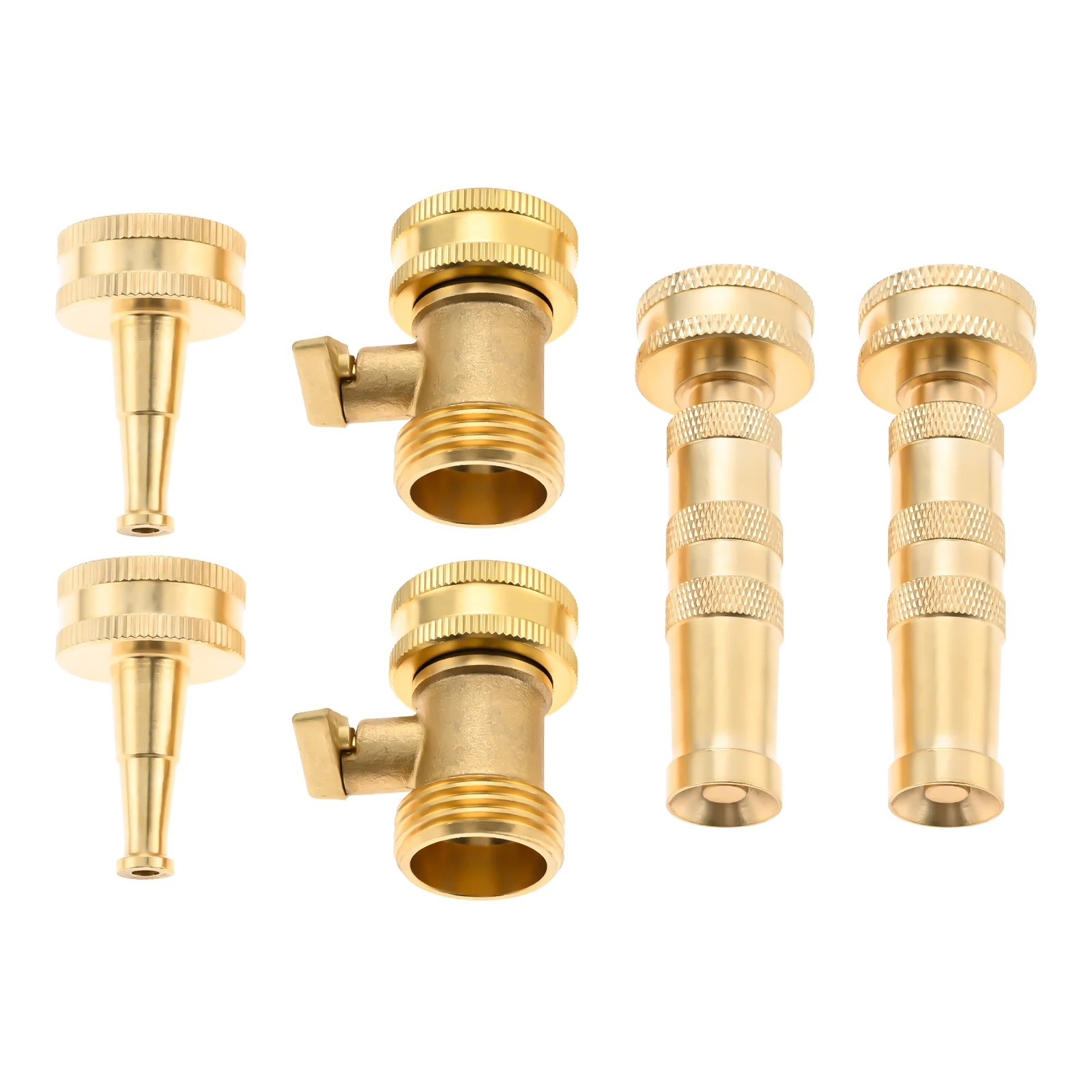 

6Pcs Brass Garden Hose Nozzle High Pressure Hose Sprayer Adjustable Twist Nozzle Water Hose Nozzle Jet Nozzles w/ Shutoff Valve