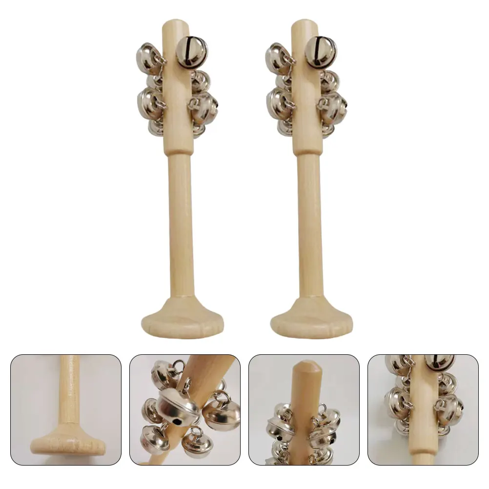 Instrumento de campana de madera para niños, juguetes de decoración duradera, enseñanza cognitiva, instrumentos musicales, accesorios de escritorio de oficina, 2 uds.