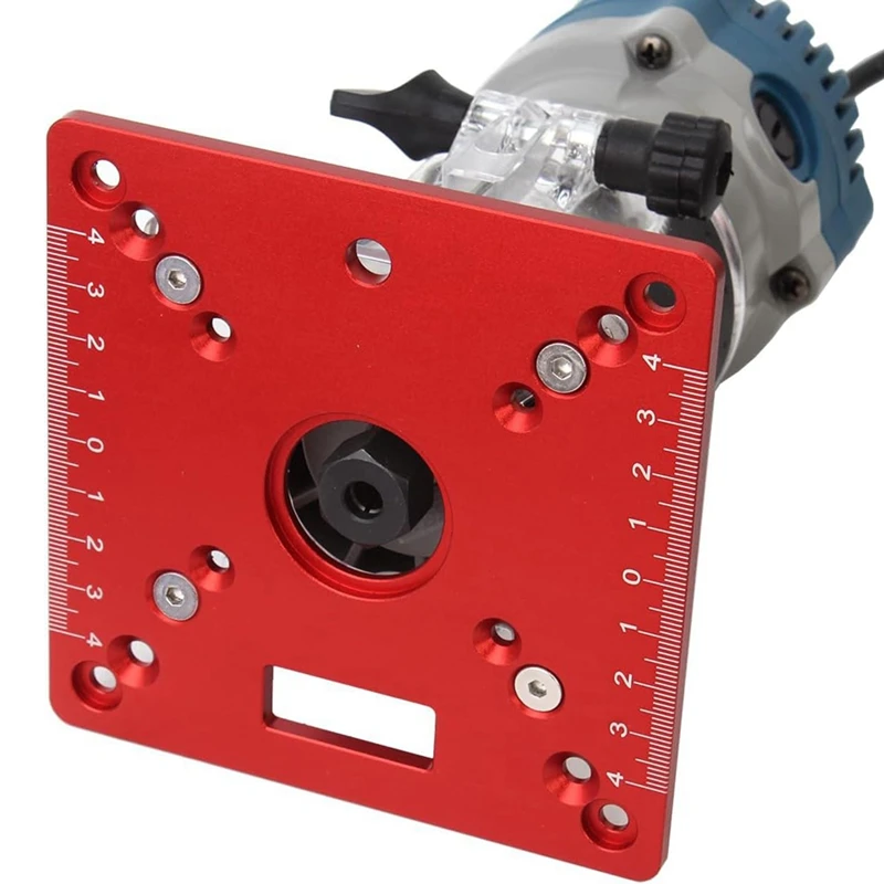 Piastra di inserimento del tavolo del Router da 1 pezzo, piastra di vibrazione del Router da banco per la lavorazione del legno Mini quadrata in lega di alluminio rossa