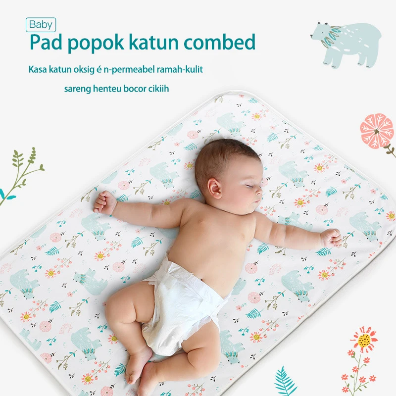 Pure cotton crib mattress baby changing mat bamboo fiber waterproof washable breathable cute printing