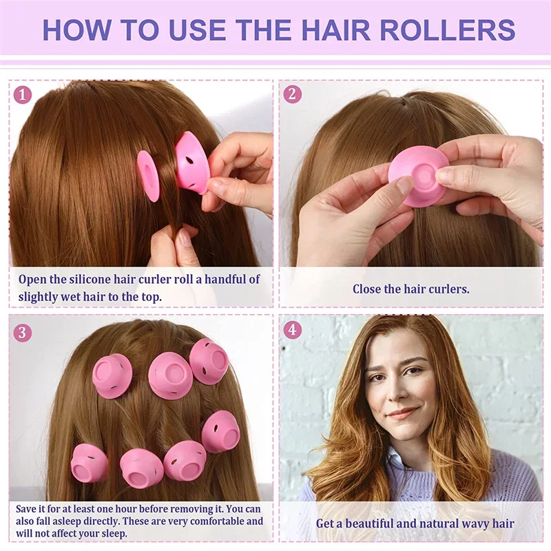 10/20pcs Soft Rubber Hair Curlers Silicone Heatless Hair Rollers Clips No Hurt Hair Rollers Hairdressing DIY Hair Styling Tools