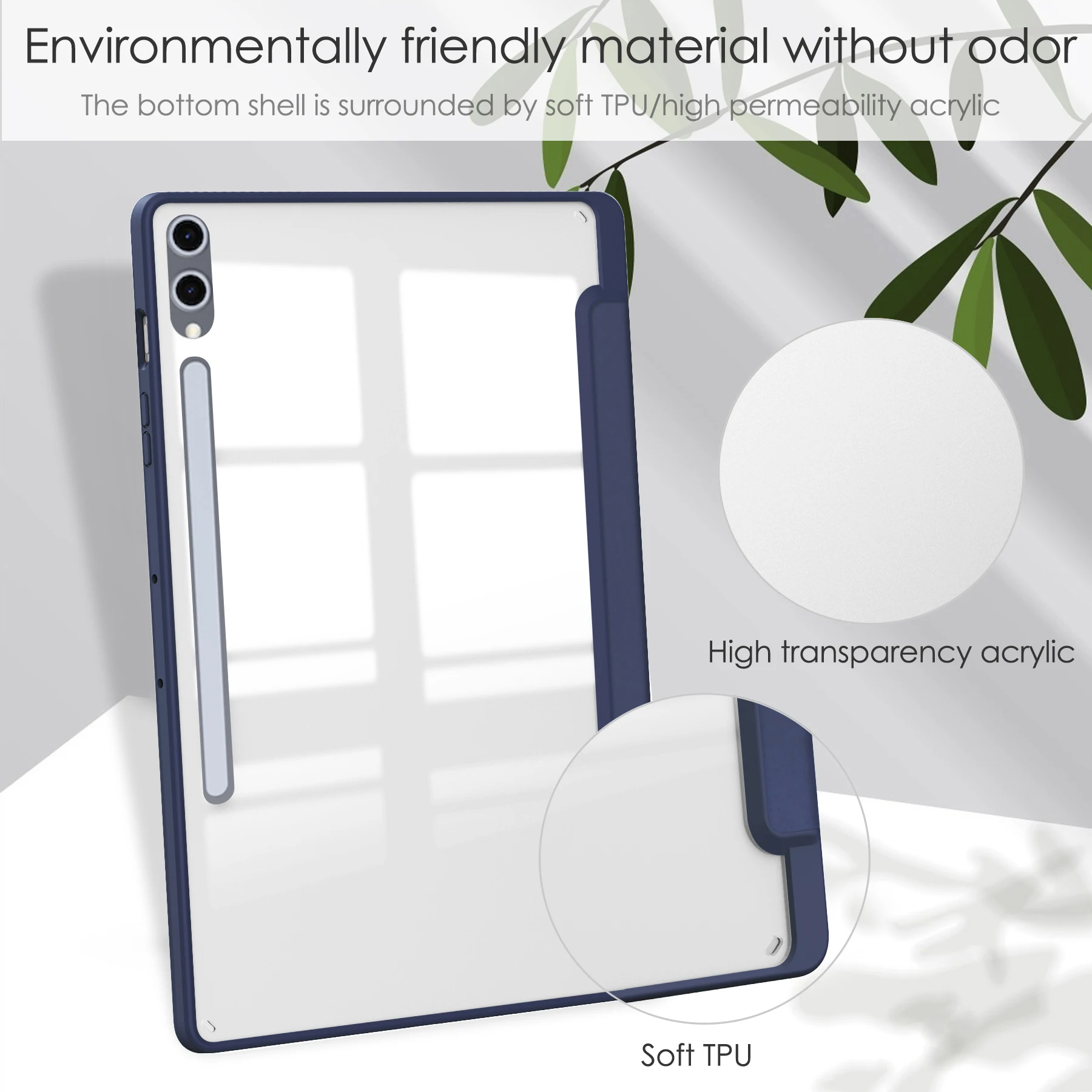 Image 4: Coque arrière en cuir transparente pour Samsung Tab S10 plus SM-X820, couverture veille/réveil automatique