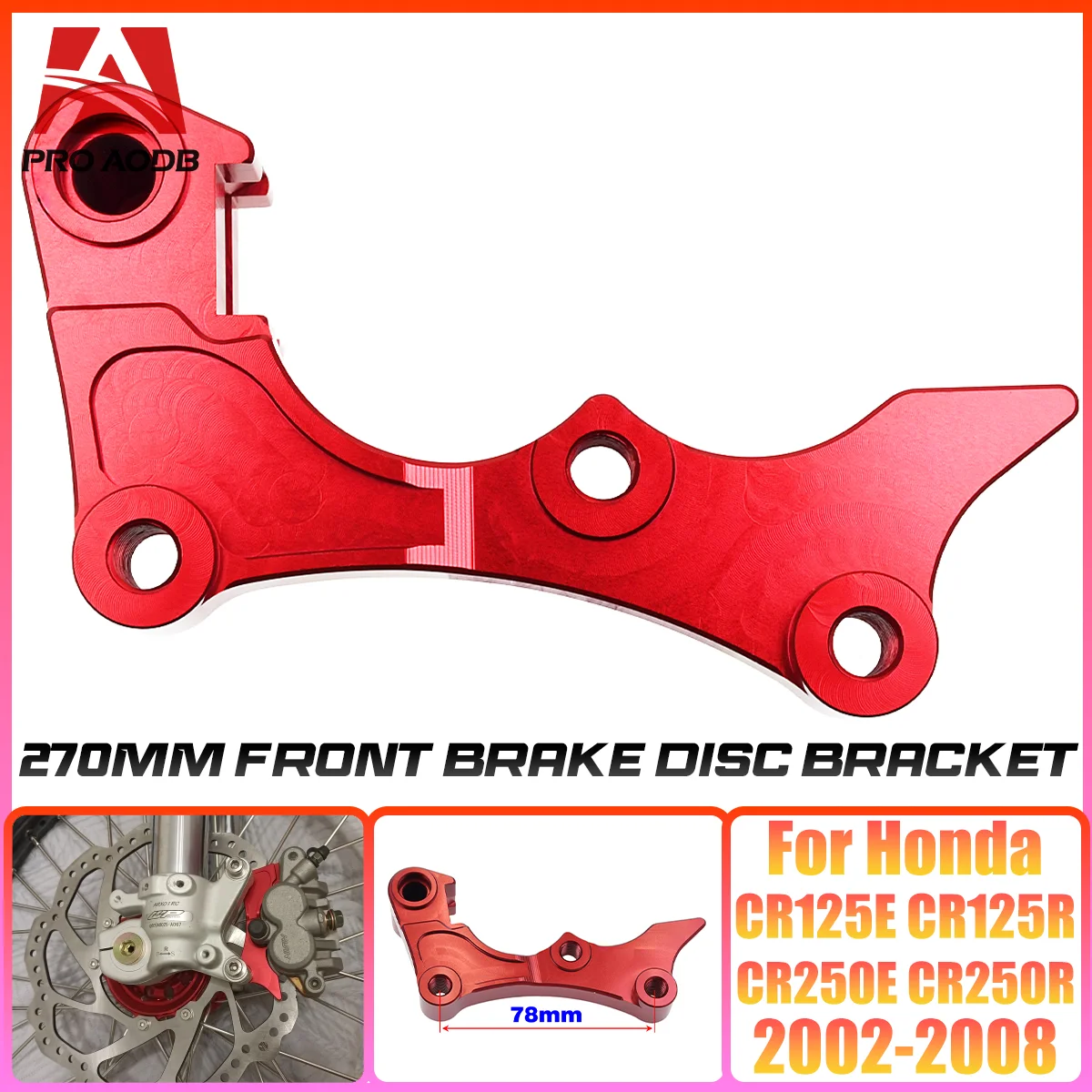 

Aluminum CNC precision manufacturing motorcycle modification accessories CNC Brake disc adapter bracket 270MM For Honda CR125E