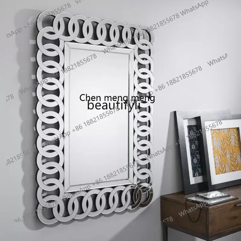32Real non-deforming winter wood vanity mirror mirror wall hanging special-shaped tulip decorative painting