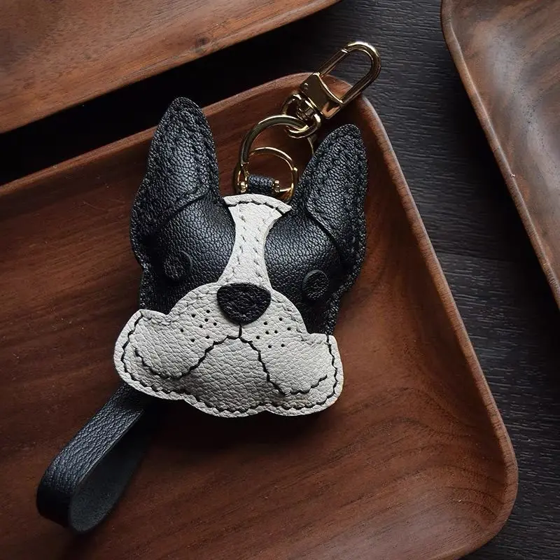 Unique Sheepskin Handmade Leather Sheepskin Teddy Dog Schnauzer Bag Pendant Keychain Handbag Girl\'S Gift Birthday Lovely Cute