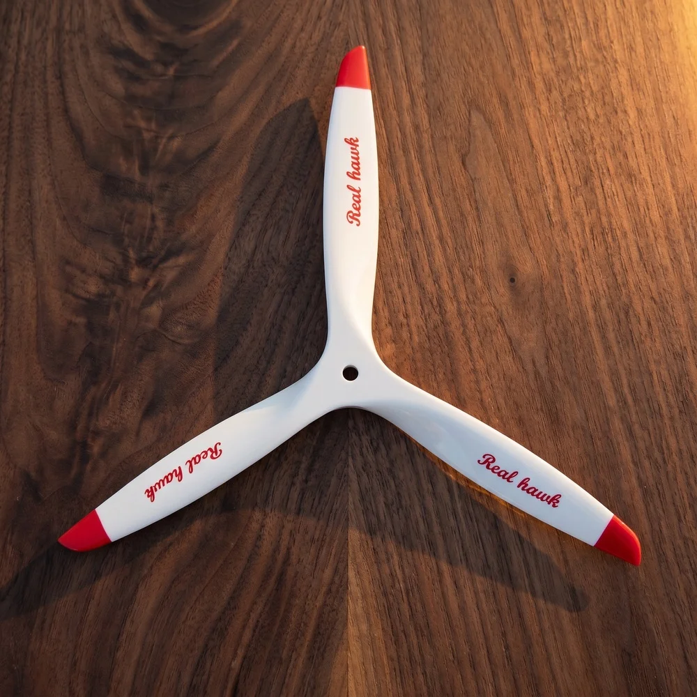 Real Hawk 10-14 Inch 3-Blade CCW CW Beech Wood Propeller White Red Tip for Scale Gas RC Airplane Warbird Upgrade Parts 1 Pcs