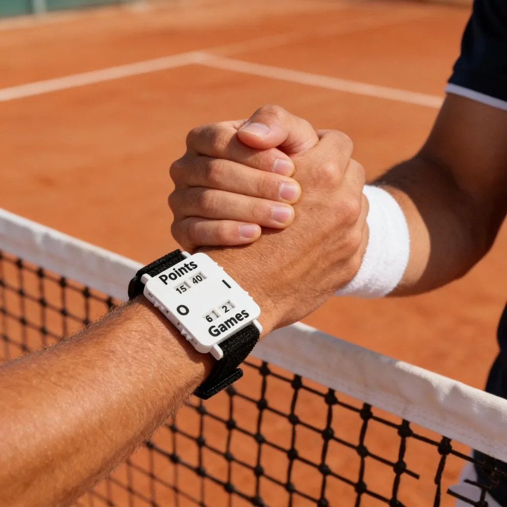 Adjustable Elastic Strap Wrist Score Counter No Battery Required Portable Match Score Tracker Lightweight Black White