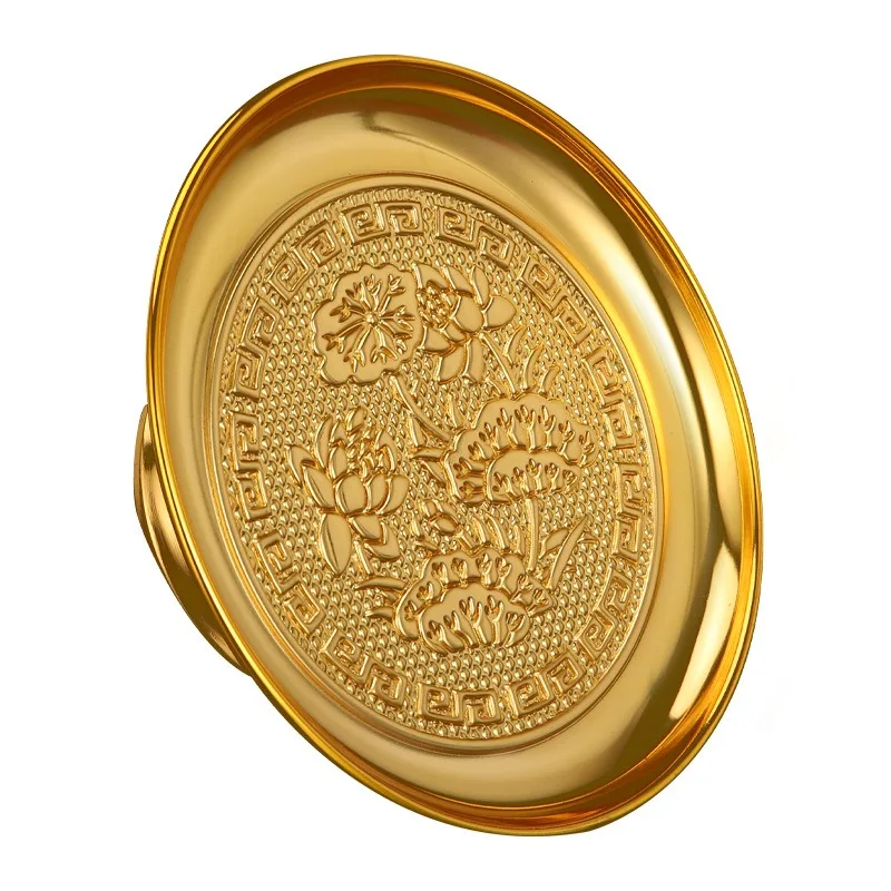 1pc Alloy Fruit Plate,   Buddha Utensils for The Worship of  God  Wealth Dessert Plate Dishes Snacks 