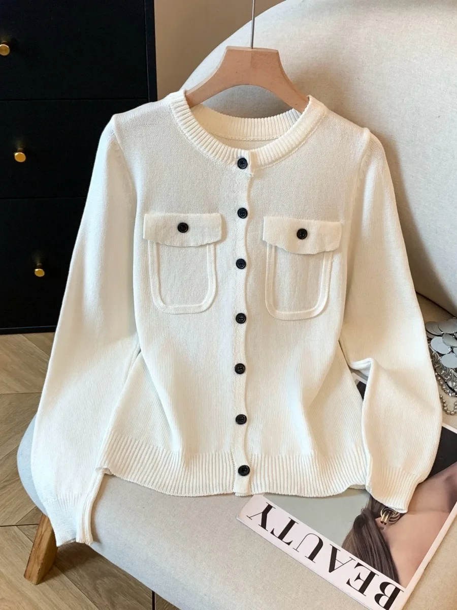 

Вязаный свитер Long Sve круглый Ne Faionable Корейский Sle из полиэфирного волокна Женская повседневная одежда Age-Defng