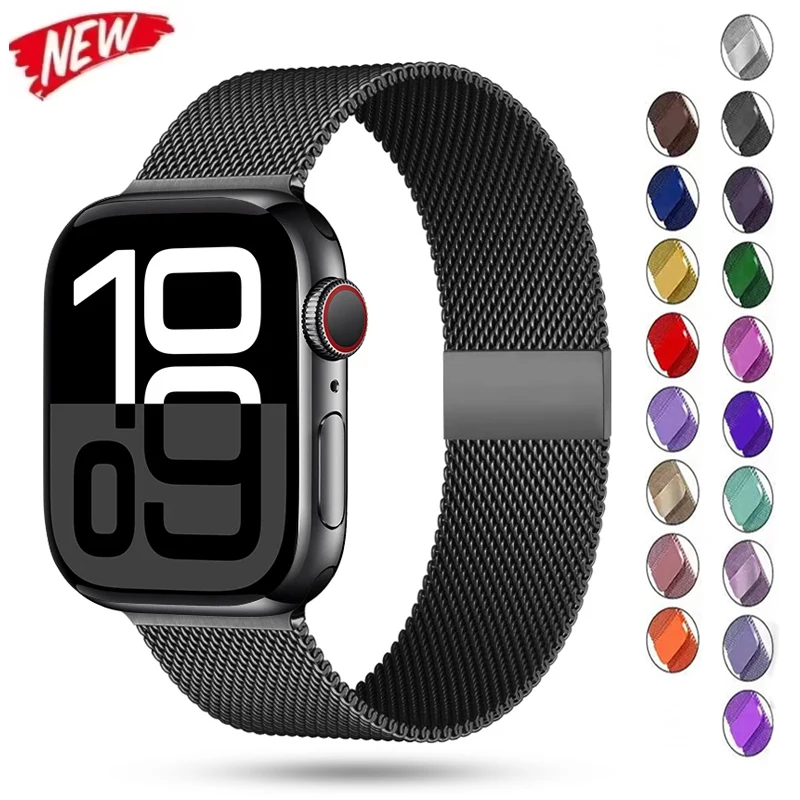 Milanese Loop Strap For Apple Watch Band 46mm 49mm 44mm 40mm 45mm 41mm Metal Classic Bracelet iWatch Series 10 4 5 6 7 8 9 Ultra