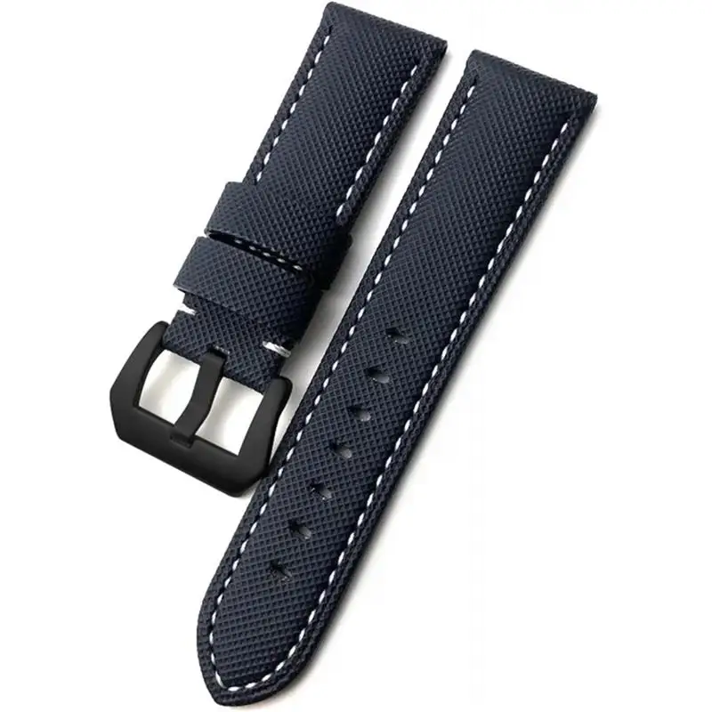 SCHIK Carbon Fiber Calfskin Watchband 24mm 26mm Fit for Panerai LUMINOR Submersible PAM01119 01663 Nylon Watch Strap