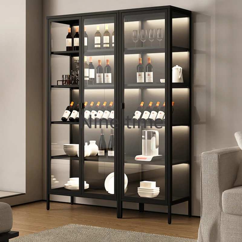 Room Liquor Modern Home Bar Open Cabinets High End Display Cabinet Shelves Accessories Iron Wall Wine Refrigerator Furniture