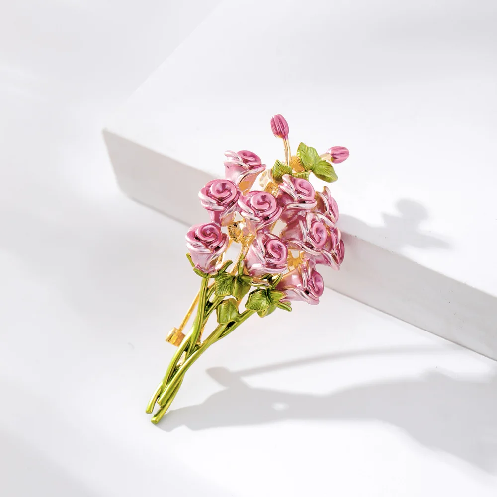 SKEDS Elegant Women Men Fashion Enamel Flower Badges Pin Exquisite Dripping Oil Floral Bouquet Brooches Corsages For Ladies