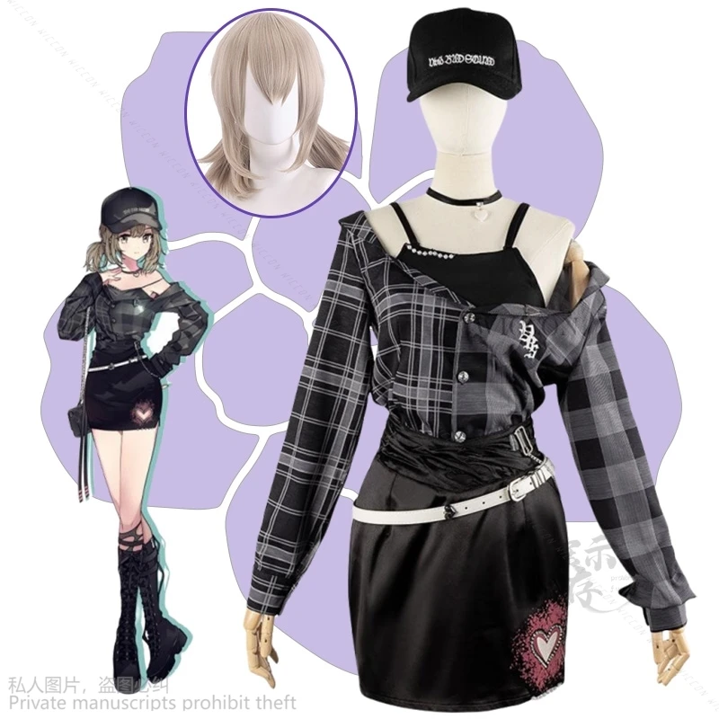 Azusawa Kohane Anime Cosplay Project Sekai Vbs Cos Kostuum Prop Pruik Koffie Jas Uniform Pruik Set Halloween Party Outfit Voor Vrouwen