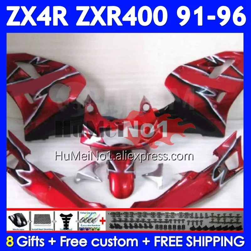 Bodys For KAWASAKI NINJA ZXR-400 ZX4R ZXR400 91 92 93 95 96 251No.192 ZXR 400 1991 1992 1993 1994 Metallic Red 1995 1996 Fairing