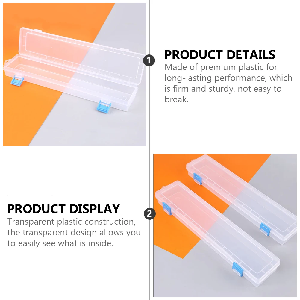

2pcs Plastic Pen Box Transparent Stationery Storage Container for Pens Crayons Office Supplies Long Lasting