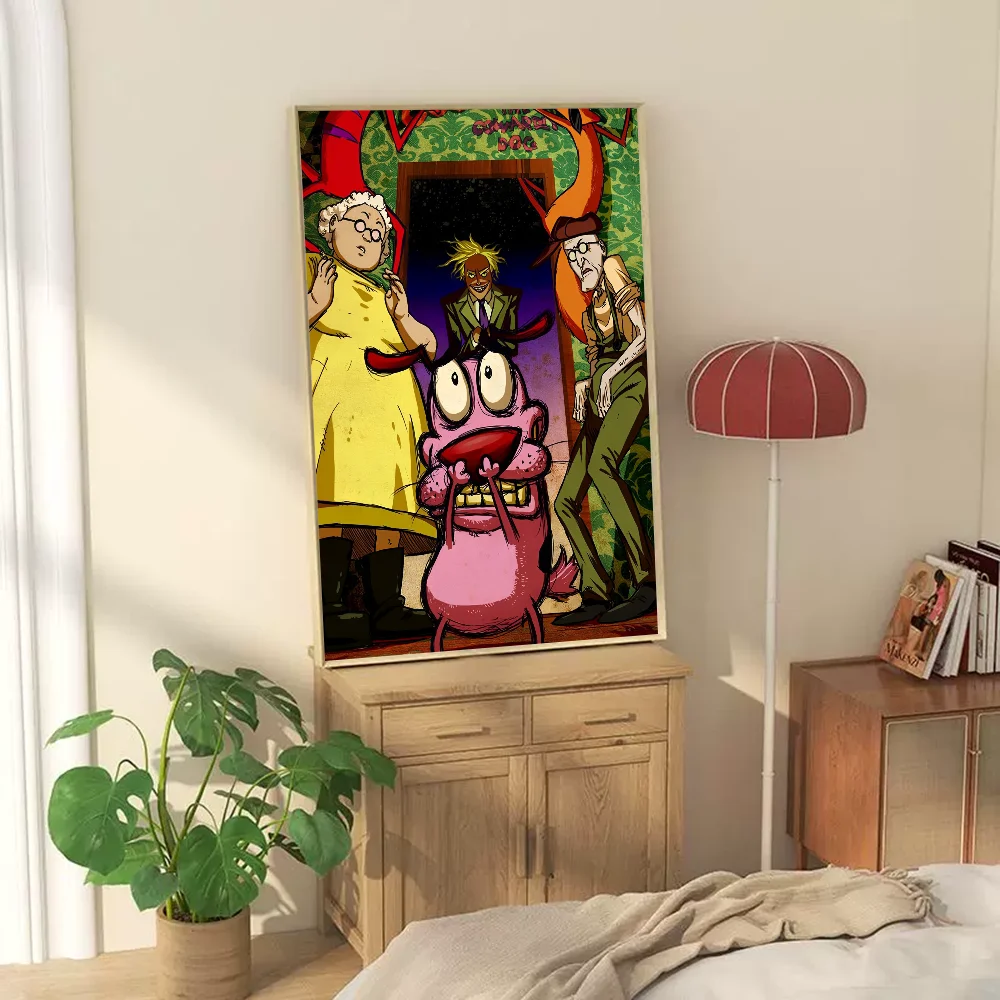 C-courage The C-cowardly Dog Self-adhesive Art Poster Fancy Wall Sticker For Living Room Bar Decoration Vintage Decorative