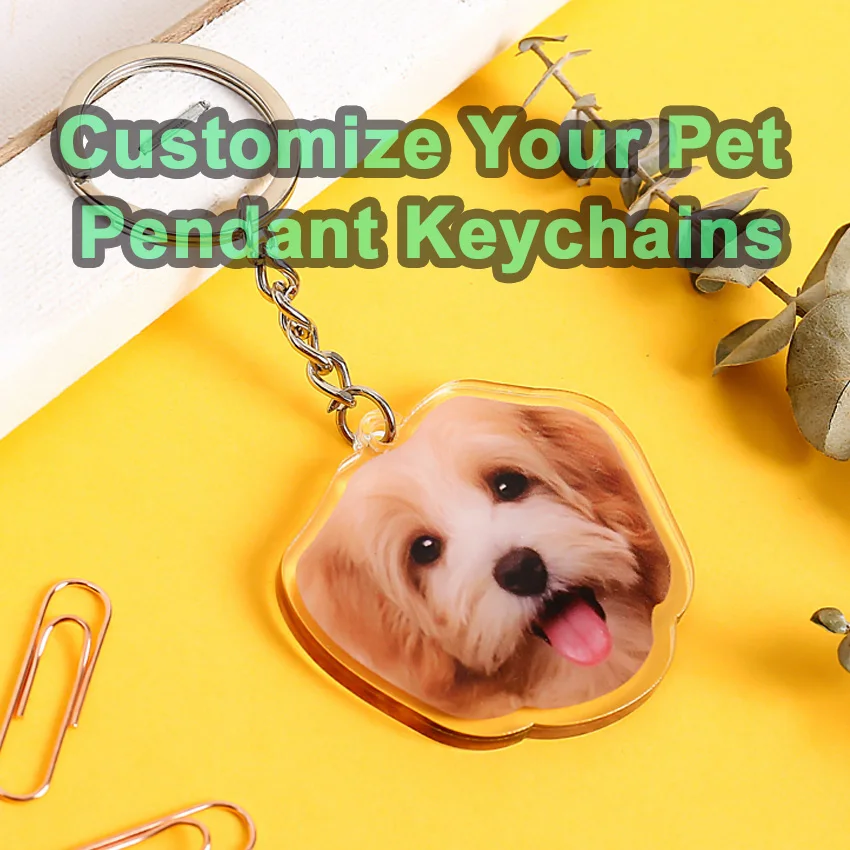 Personalized Anime Pet Keychains Custom Cartoon Key Chain Photo Customized Charms Hologram Clear Acrylic Keychains for Gifts