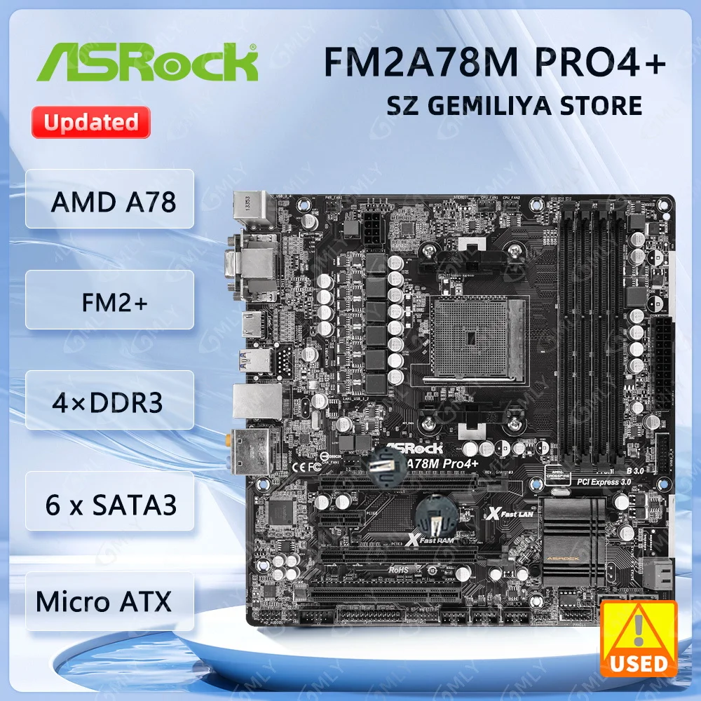 

ASROCK FM2A78M Pro4+ Motherboard Socket FM2+ AMD A78 DDR3 64GB Micro ATX support A8 765 A10 5700 A4 6300 A6 640 A8769 cpu