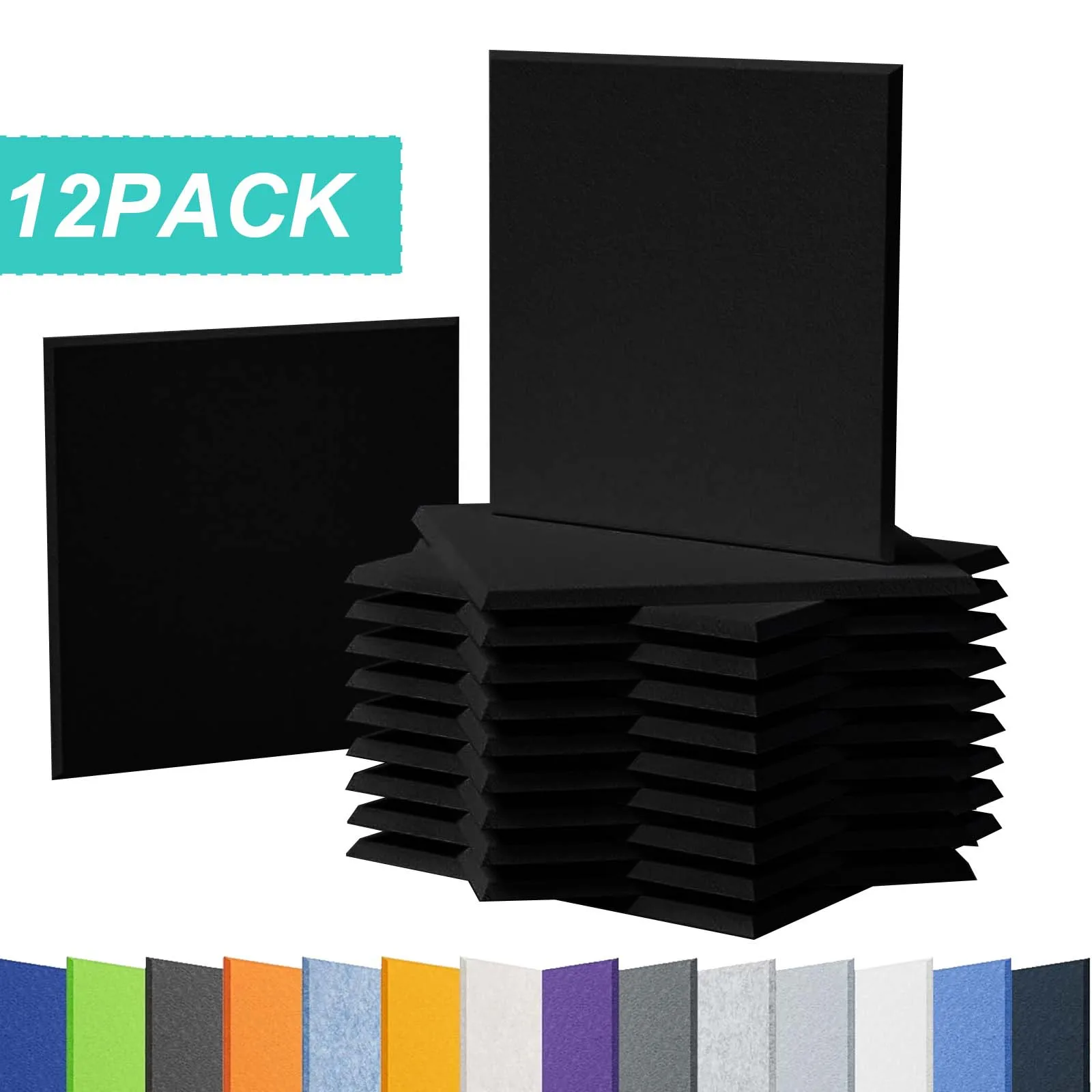 12PCS Soundproof Pads Large Felt Acoustic Wall Panel Decoration Sound-absorbing Cork Tiles Bulletin Pin Boards Home Office Decor