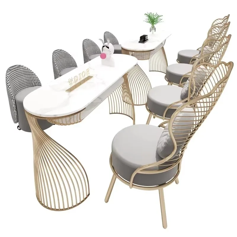 

Light Luxury Salon Furniture Manicure Table High Praise Rate Popular Nail Professional Custom Modern Metal Aluminum