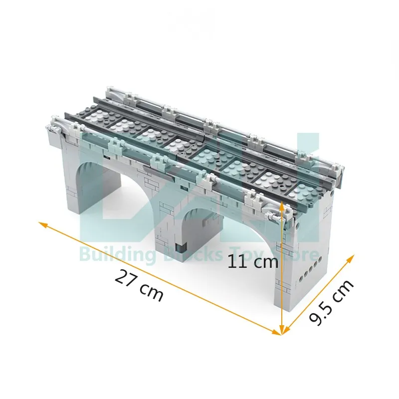 317Pcs MOC Parts Train City Urban Rail Straight Track Bridge Elevated Bridge Building BloskS Bricks DIY Creativity Toy