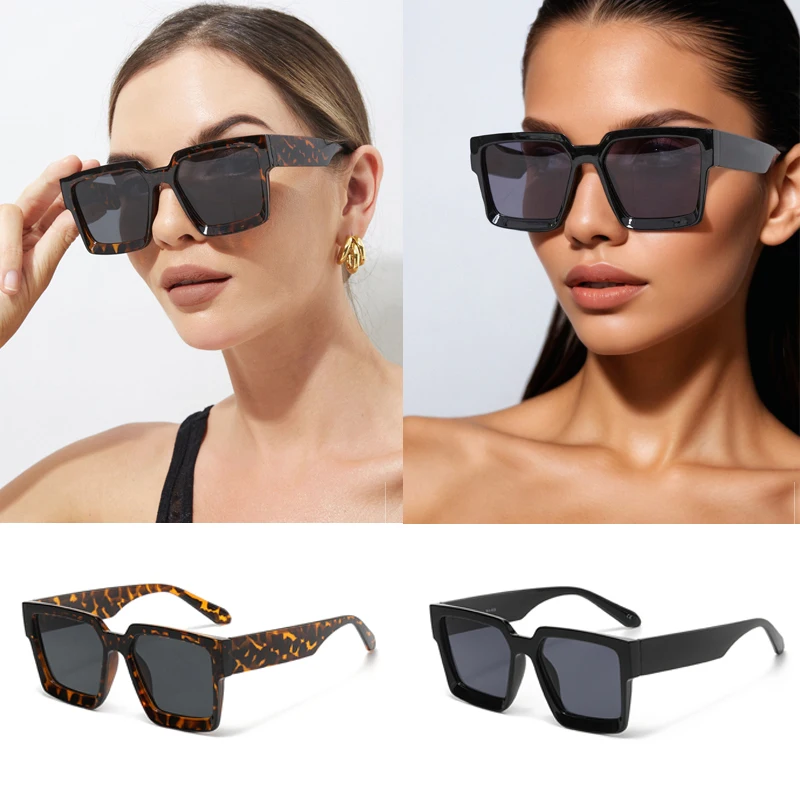 Cycling 2pcs Retro Square Frame Female Sunglasses Women Classics Brand Design Green Sun Glasses Unisex Popular Shades Eyewear