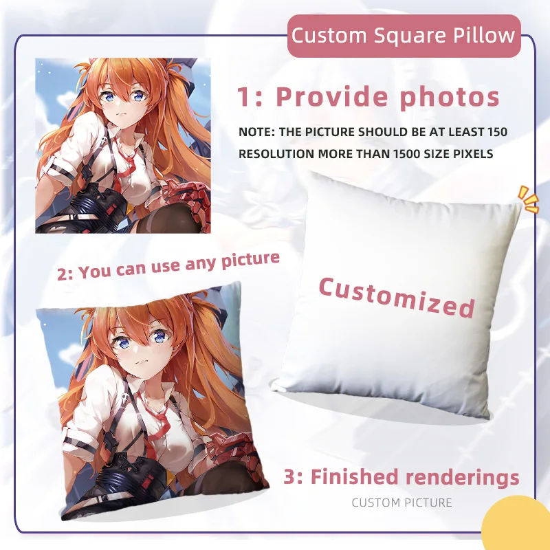 Anime Square Pillow EVA Cosplay Plush Toy Asuka Langley Soryu Pillows Living Room Home Sofa Decors 45*45 CM