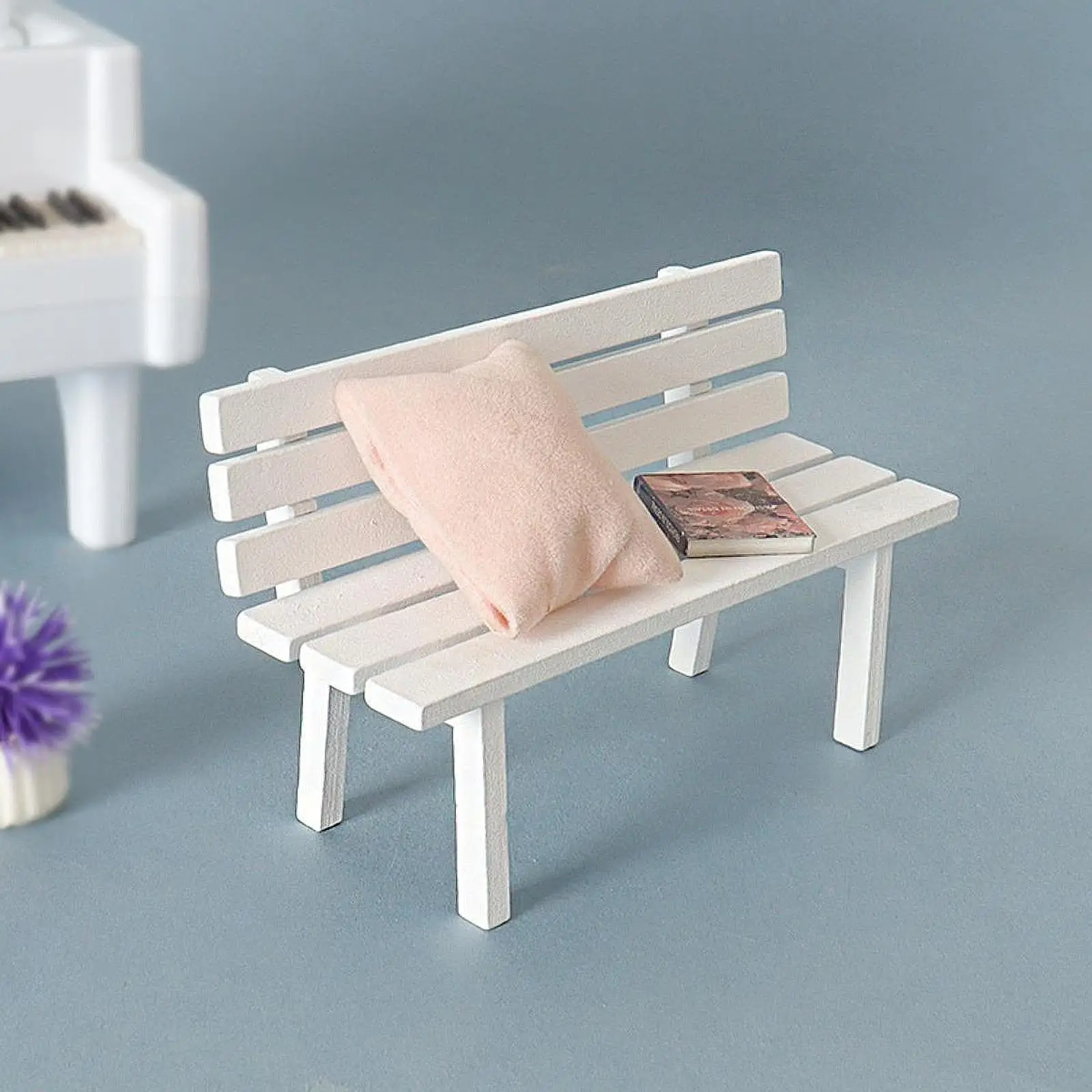 Miniaturowa ławka ogrodowa, mini meble patio, model krzesła do zabawy w udawanie, prezent