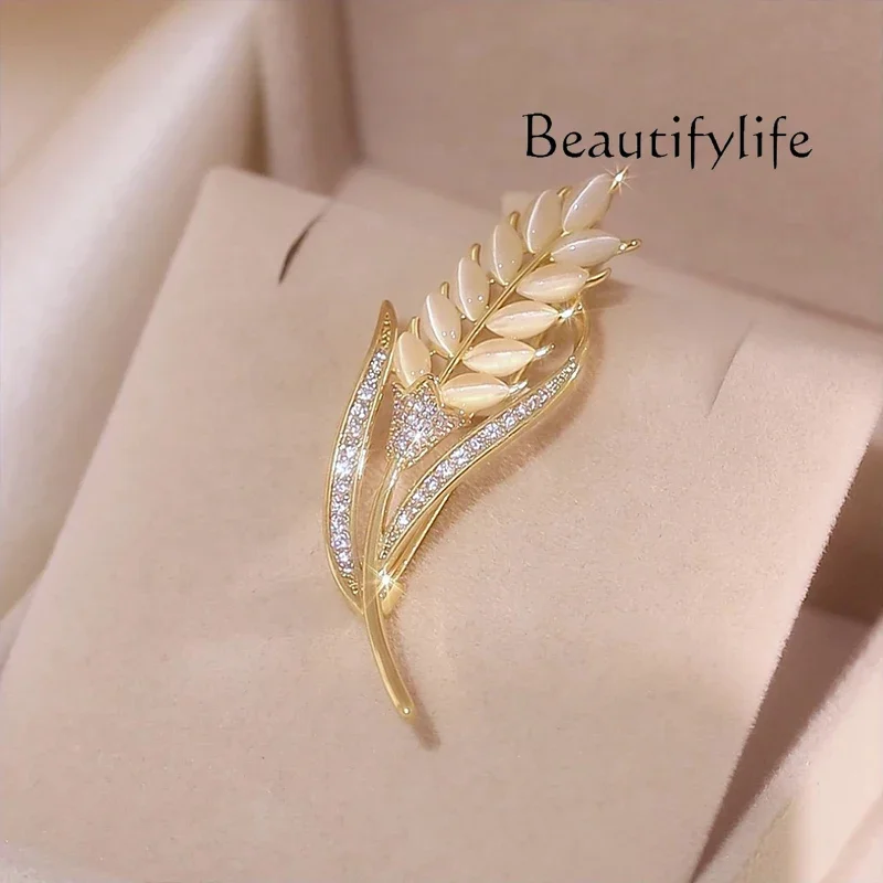 Delicate wheat ear brooch women's high-end coat suit pin brooch