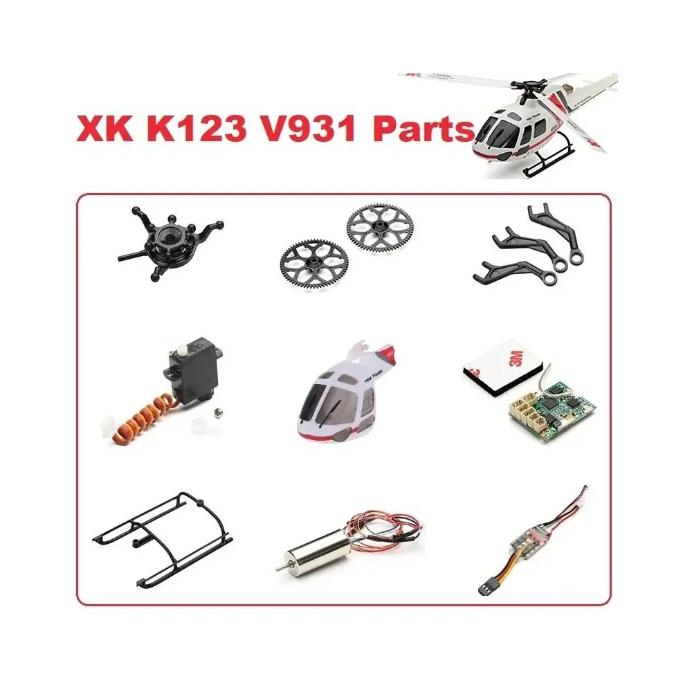 Wltoys XK K123 Spare Parts RC Helicopter Accessories Brushless Motor Canopy Rotor Head Blade ESC Board Servo Receiver Shell