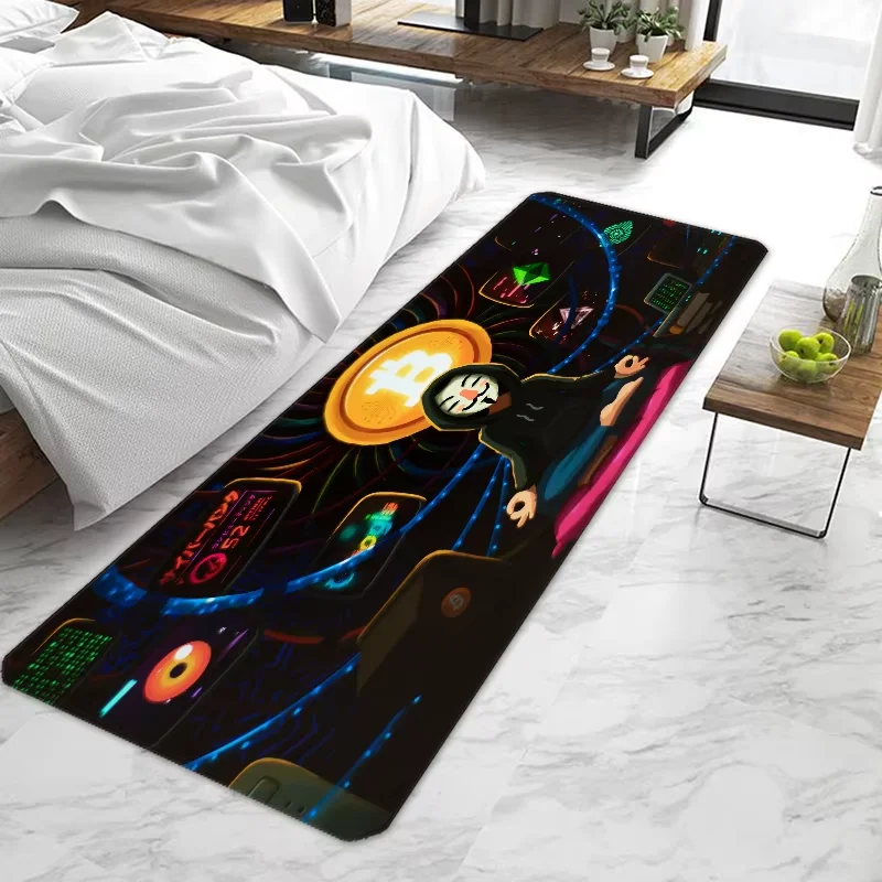 Door Mat Entrance Non-slip Washable Kitchen Virtual currency Bitcoin Carpet Living Room Hallway Rugs Door Mats Bathroom Bath