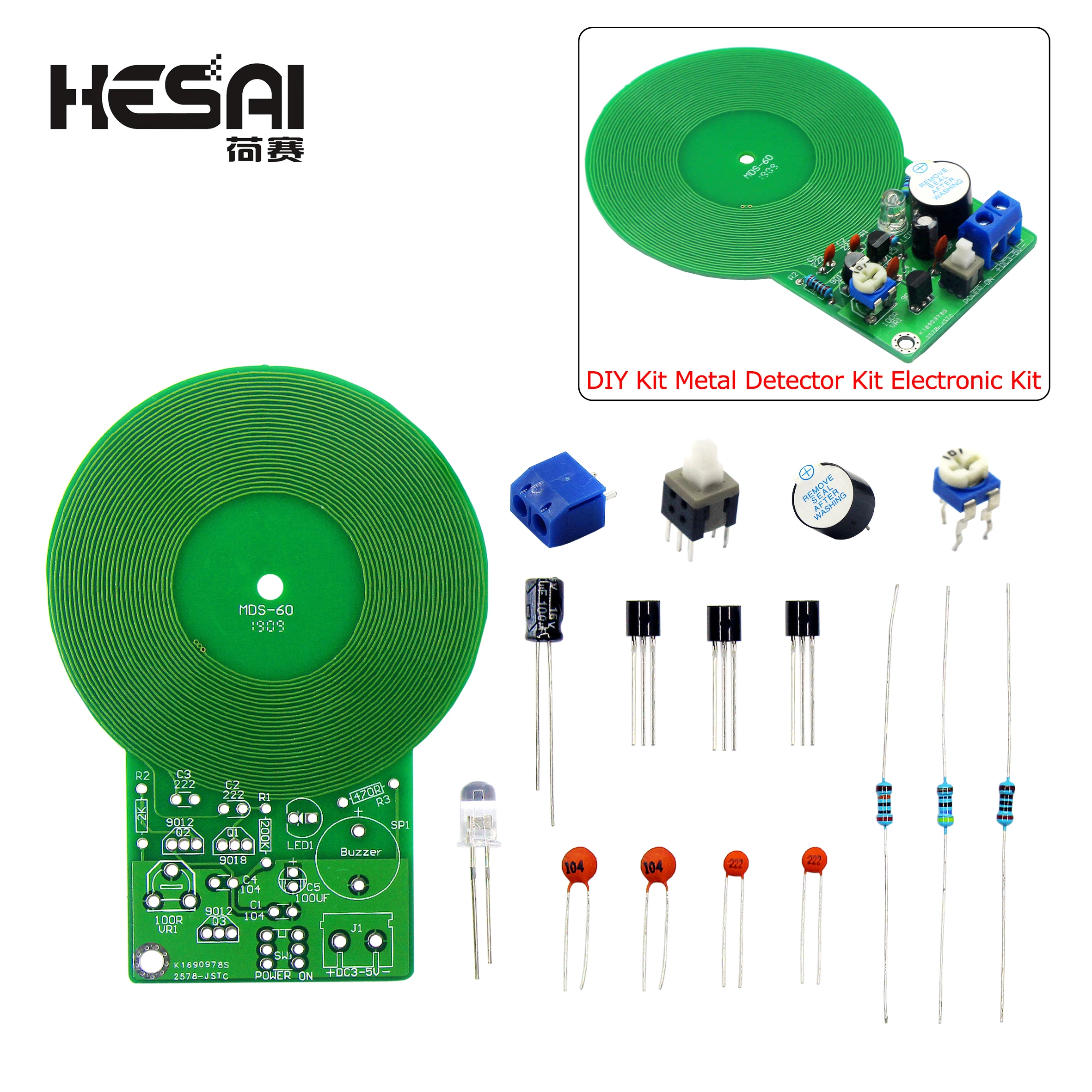 

DIY Kit Metal Detector Kit Electronic Kit DC 3V-5V 60mm Non-Contact Sensor PCB Board Module DIY Electronic Part Metal Detector