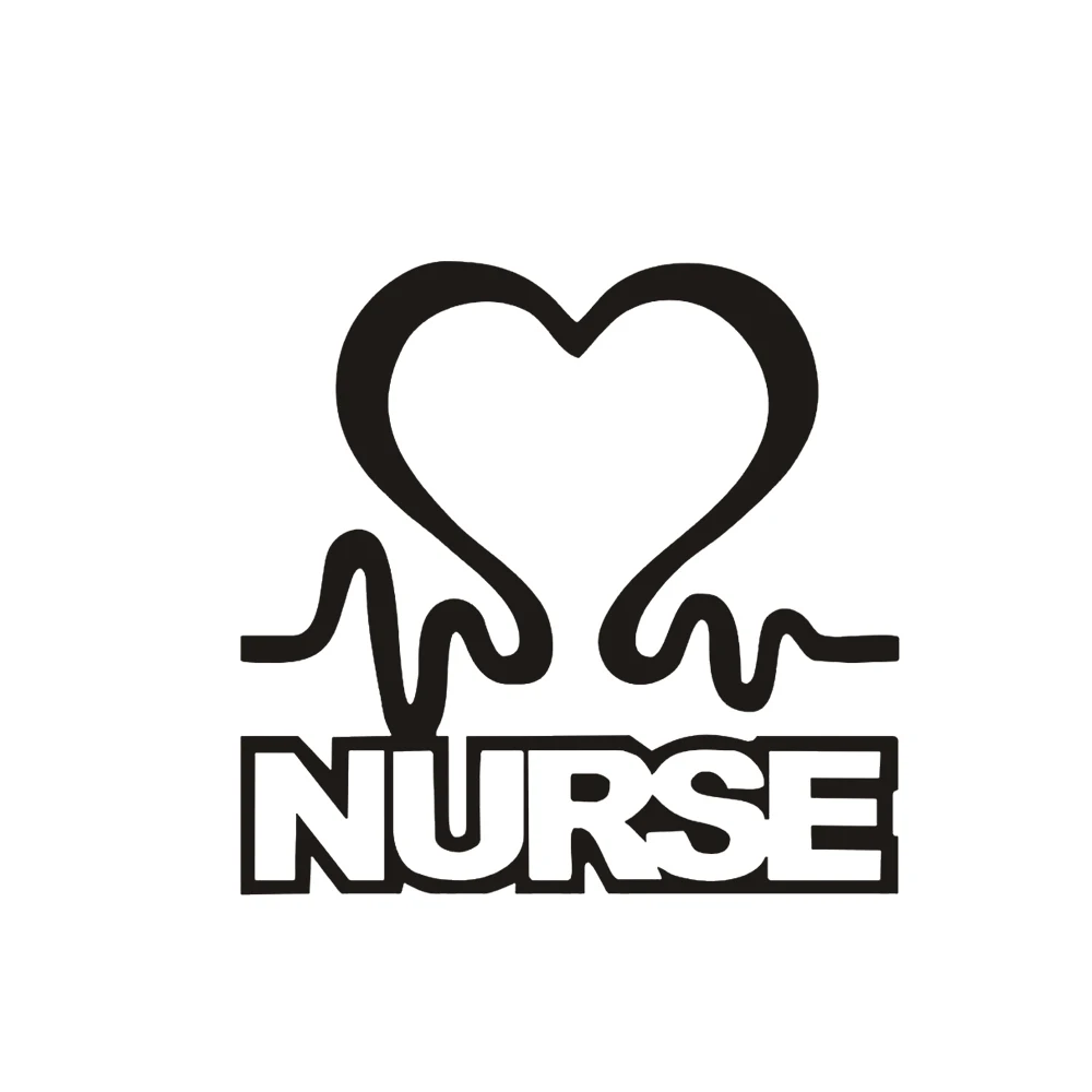 New Cartoon Nurse Heart Creative Car Decoration Sticker High Quality Personalized Pvc Waterproof Decal Black/white, 14cm*14cm