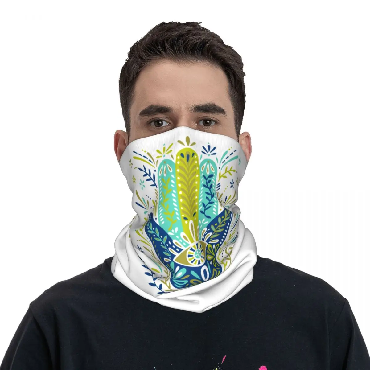 カスタムハムサハンド邪視除けバンダナネックゲイター防風フェイススカーフカバー男女兼用お守り部族文化ヘッドバンドチューブ