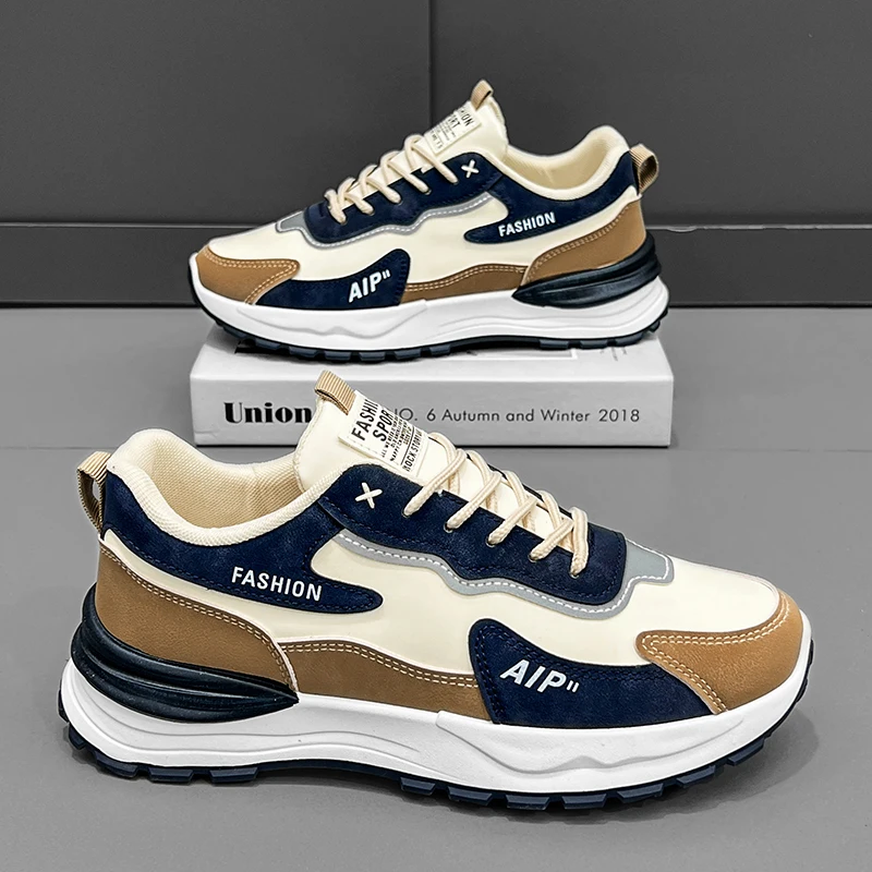 

Men's Fashionable Dad Sneakers Comfortable Sports Shoes Breathable Leather Upgraded Phylon Outsole Running Shoes
