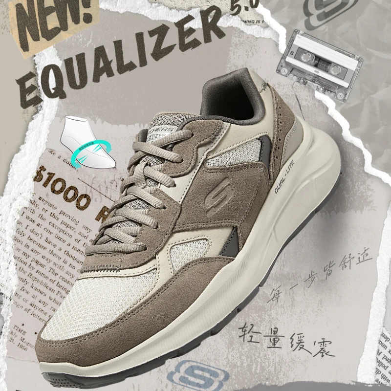 Skechers 2025, zapatillas de deporte de cuero Retro a la moda para hombre, zapatos deportivos informales cómodos antideslizantes, zapatillas deportivas ligeras y transpirables