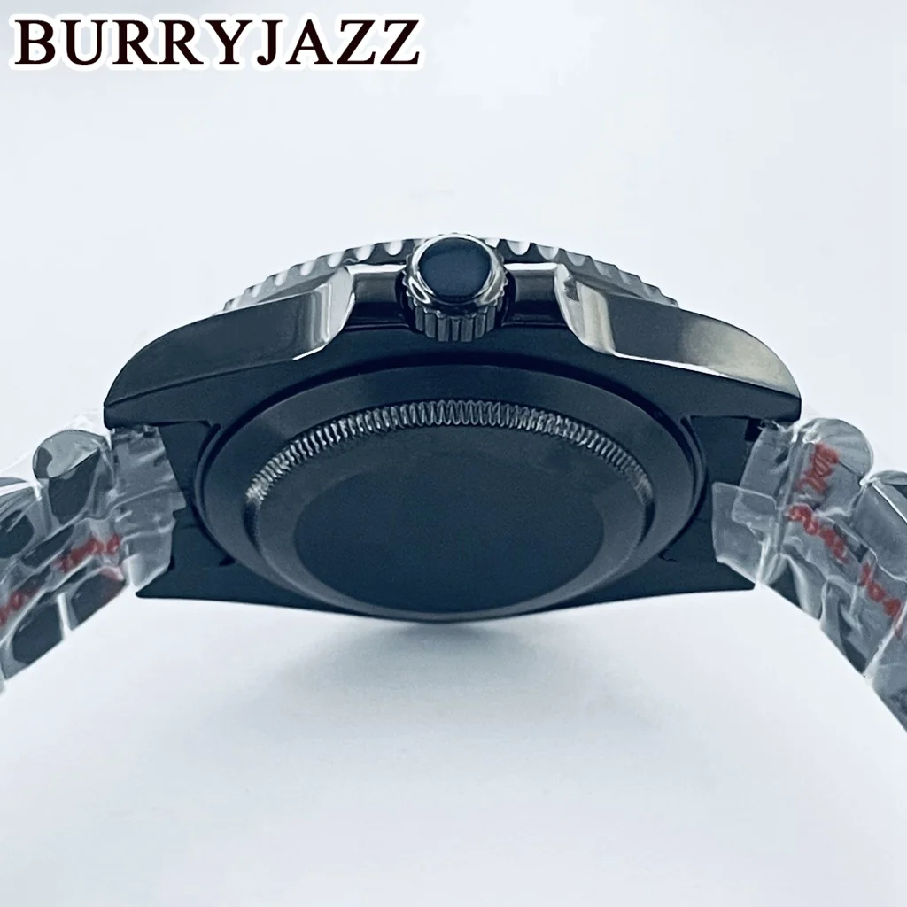 BURRYJAZZ 40mm SUB GMT Caso NH35 NH36 NH34 NH38 NH70 NH72 ETA2824 PT5000 Relógio Caixa De Vidro De Safira Moldura De Alumínio